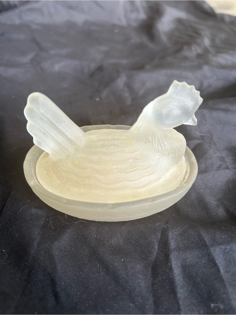 Frosted Glass Hen on Nest Dish Candle